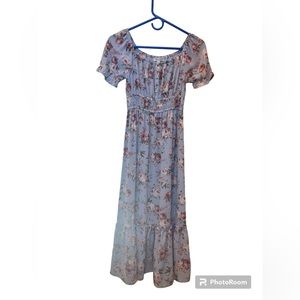 "Ultra Flirt" Baby Blue Floral Maxi Dress